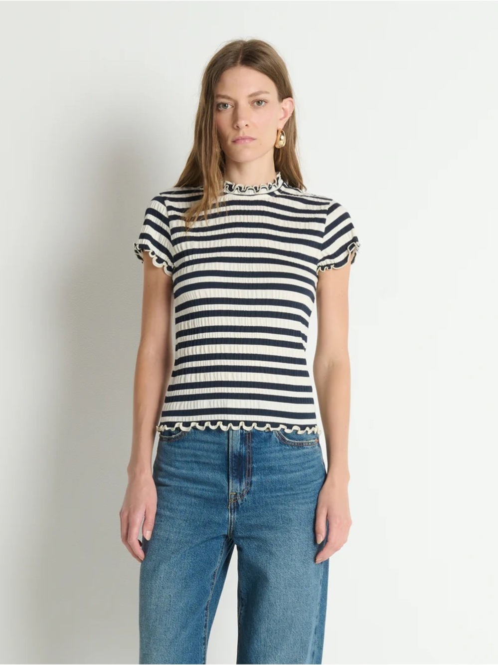 Nation LA Anthropologie Natalia Top in Crinkle Stripe - Picture 2 of 7
